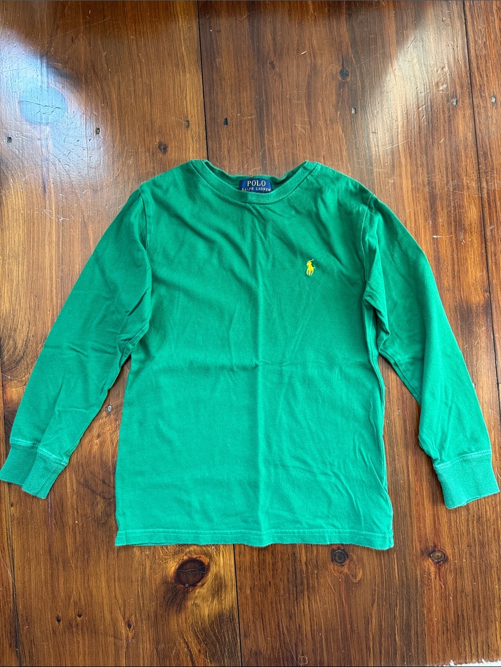 Polo by Ralph Lauren Kids Green Long-Sleeve Crewneck with Yellow Pony